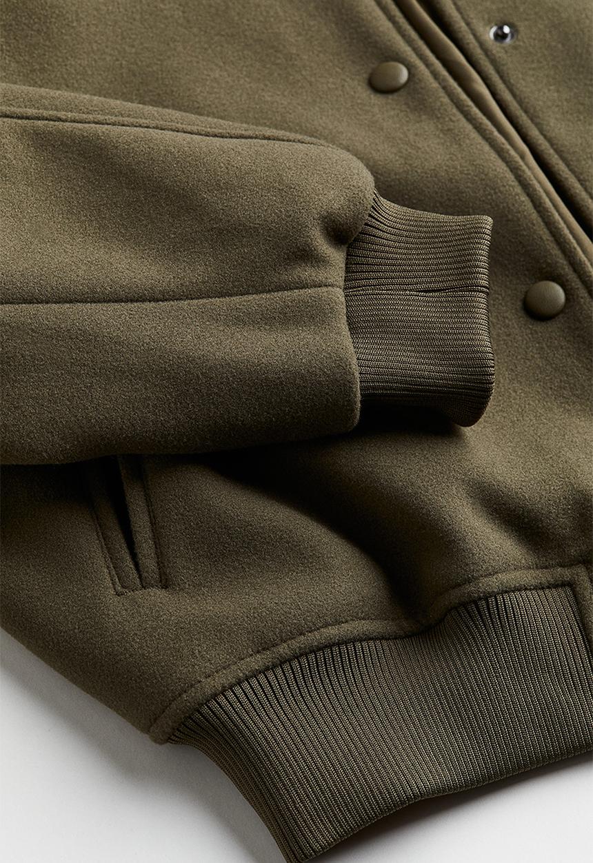 H&M - Felted bomber jacket - dark khaki green