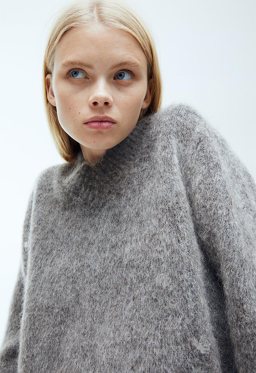 H&M - Cropped mohair-blend jumper - dark grey
