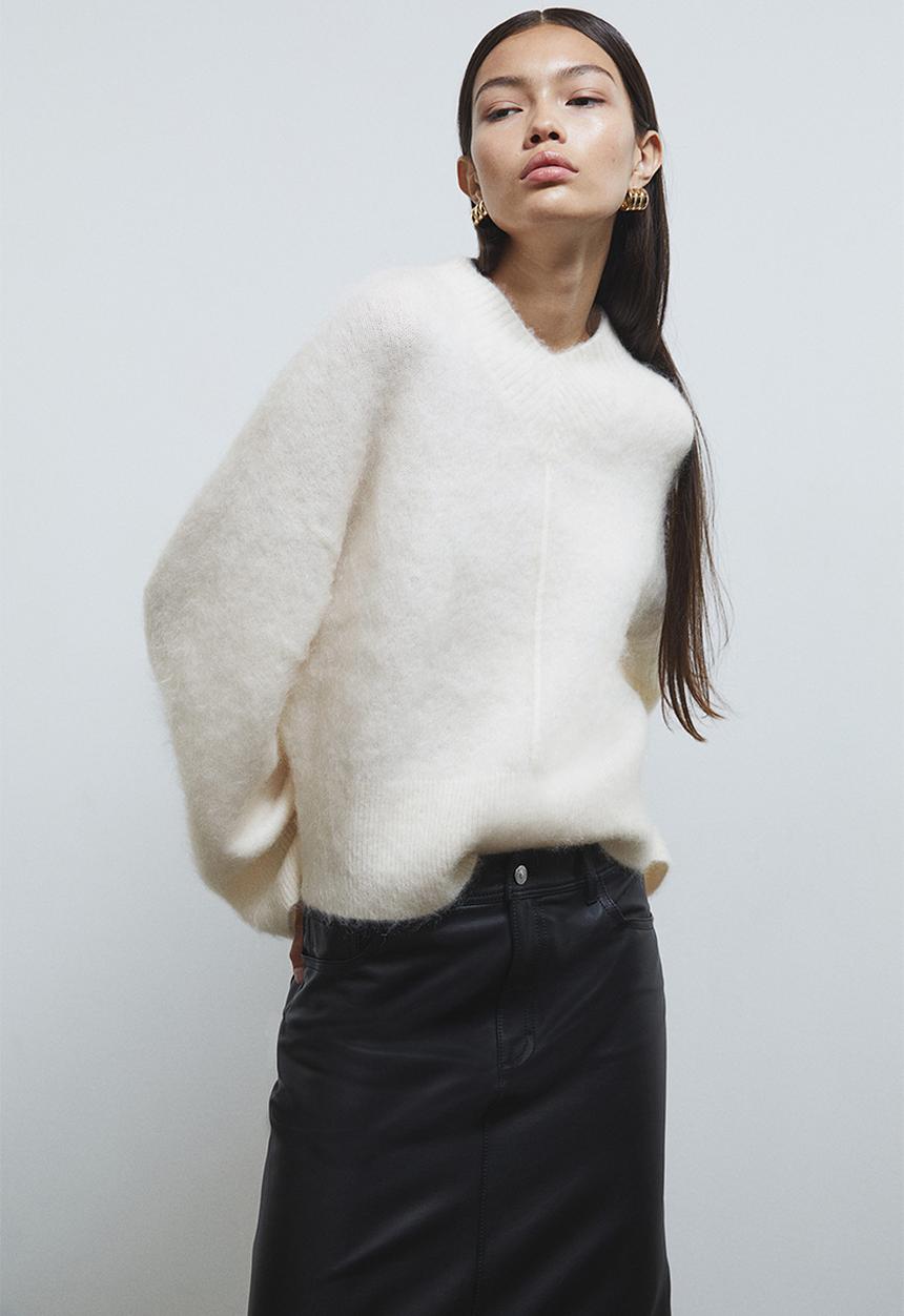 H&M - Oversized mohair-blend jumper - cream