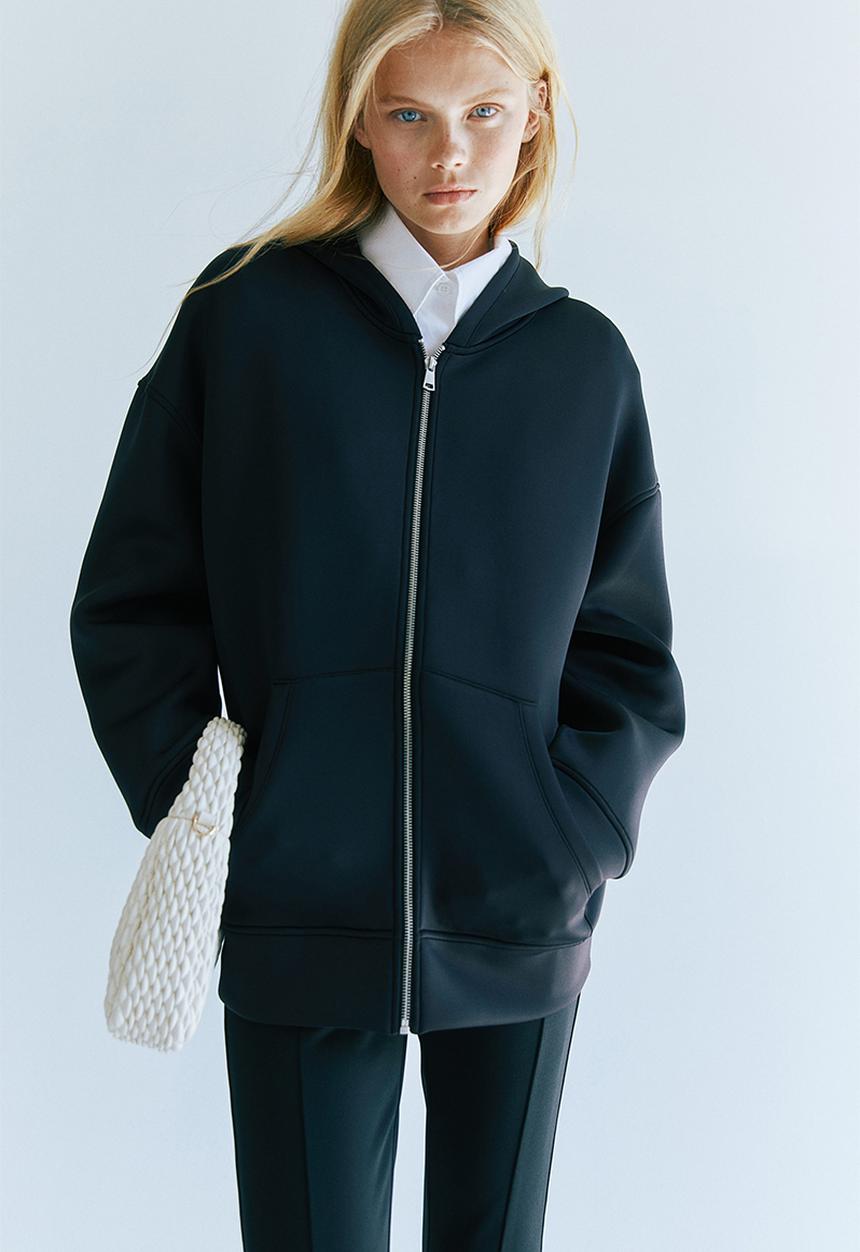 H&M - Oversized scuba hoodie - black