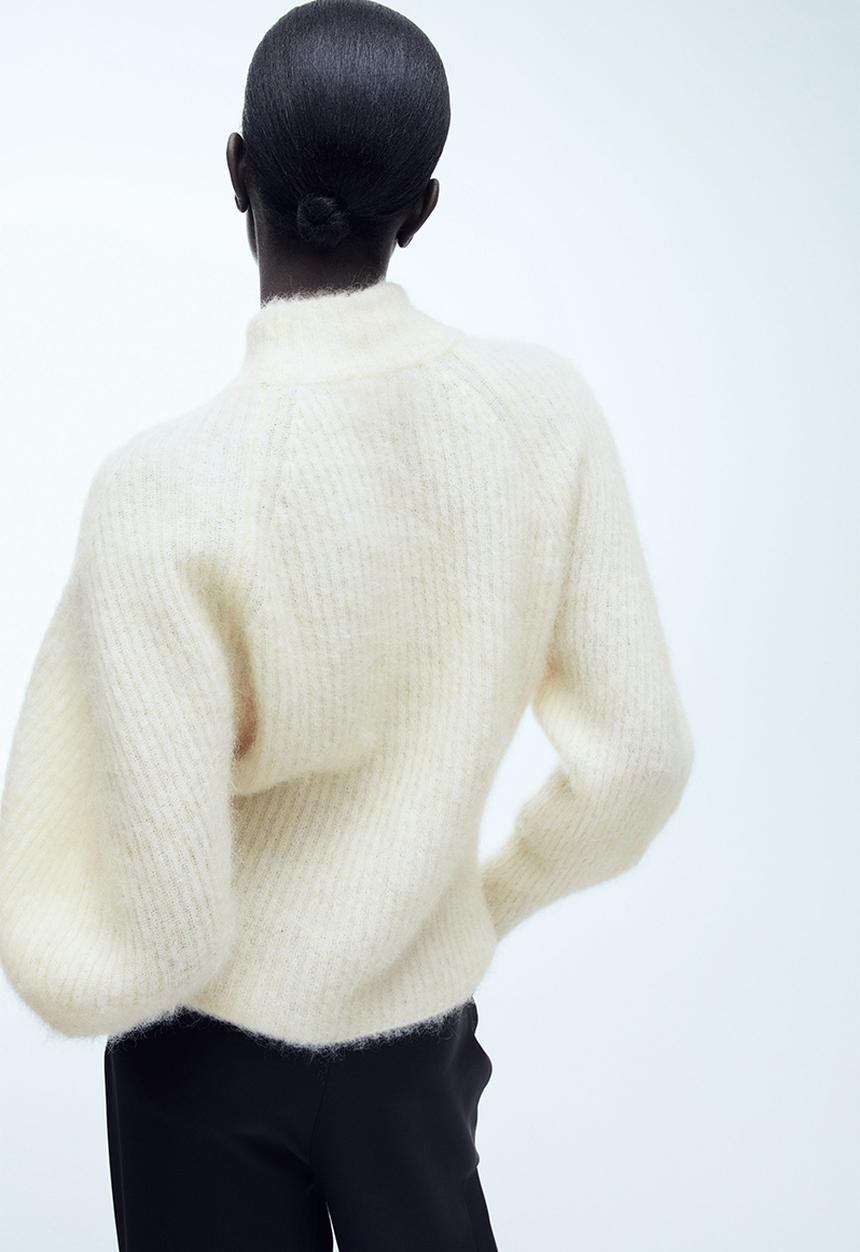 H&M - Mohair-blend rib-knit jumper - light beige