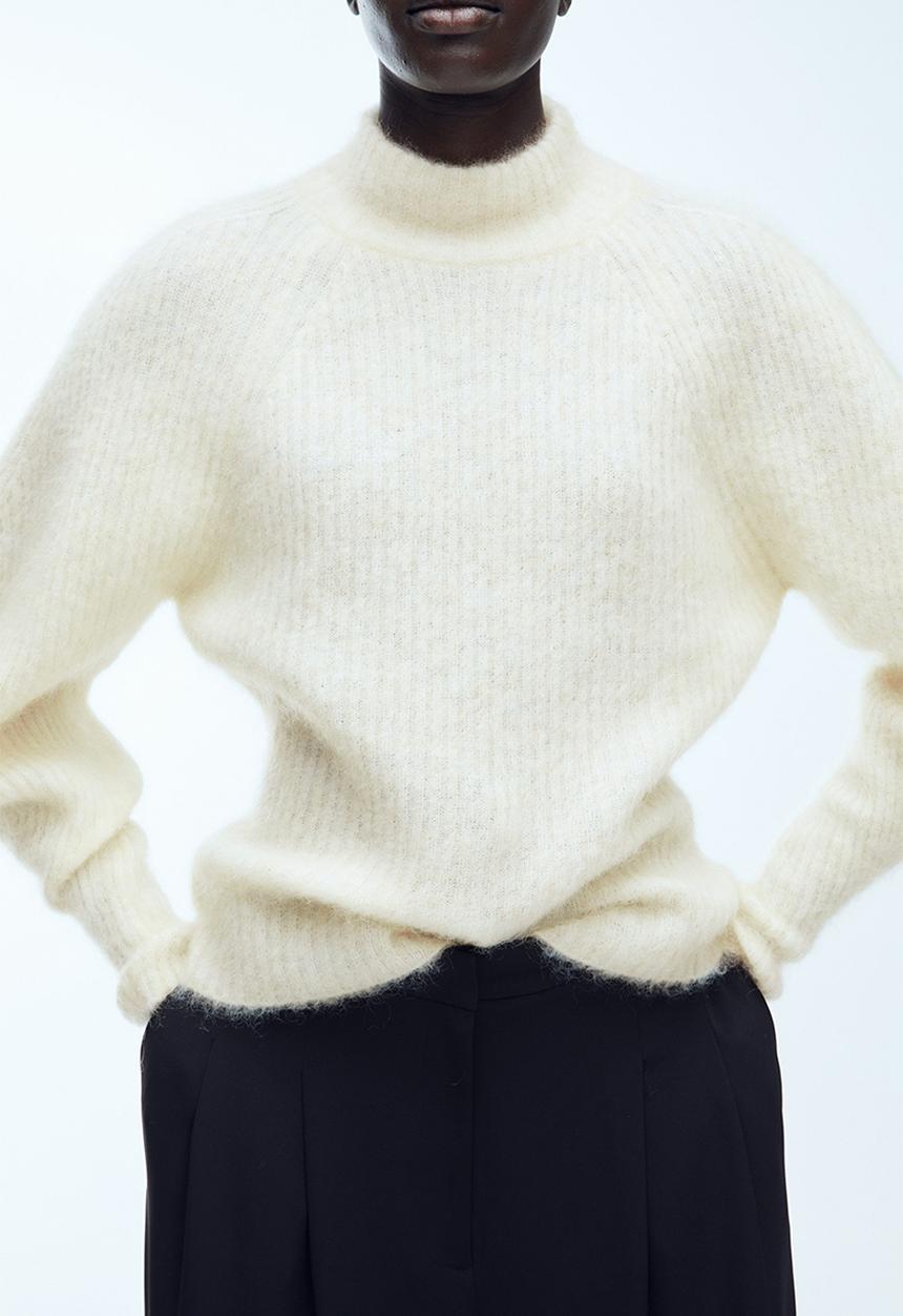 H&M - Mohair-blend rib-knit jumper - light beige