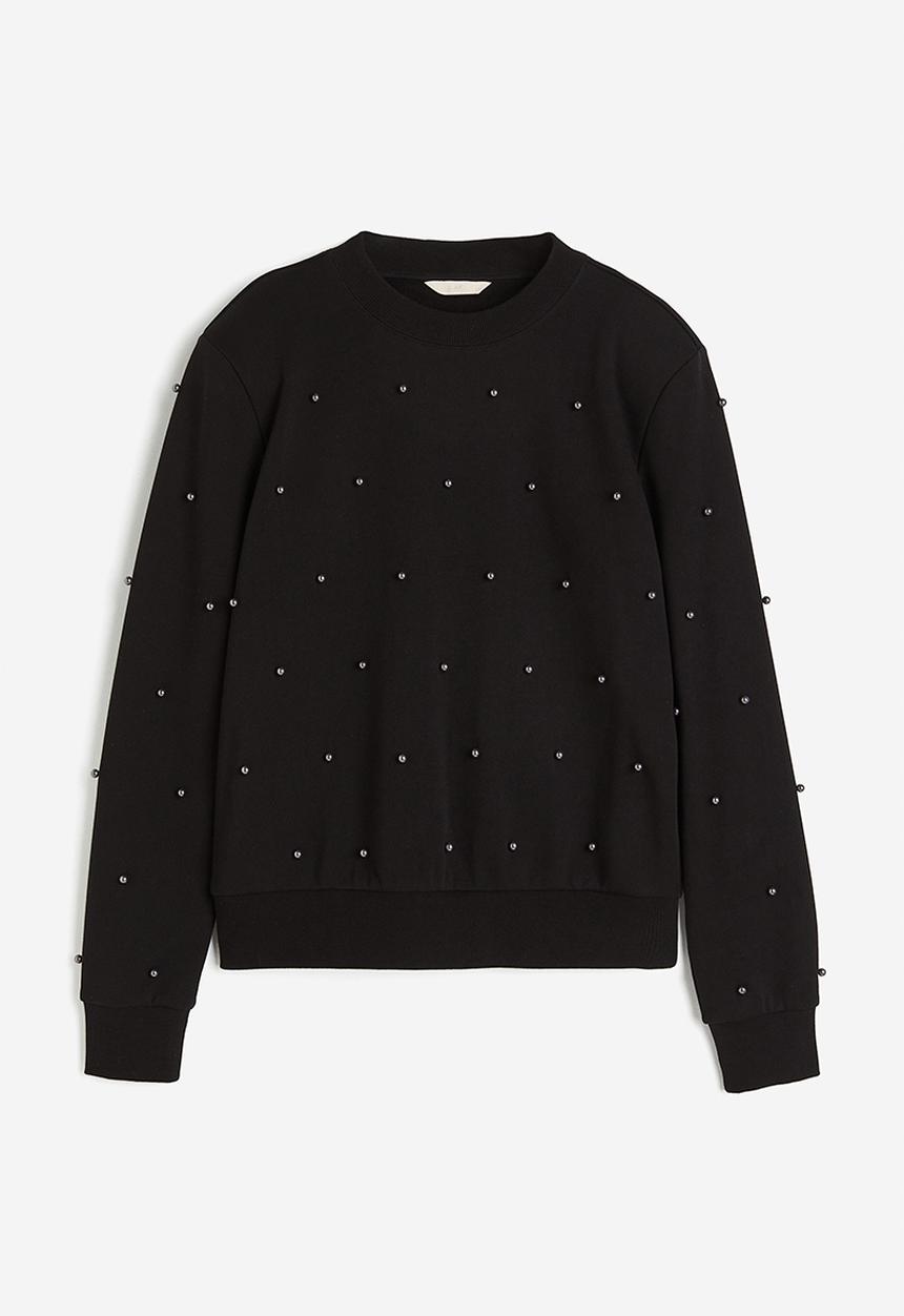 H&M - Bead-decorated sweatshirt - black beads