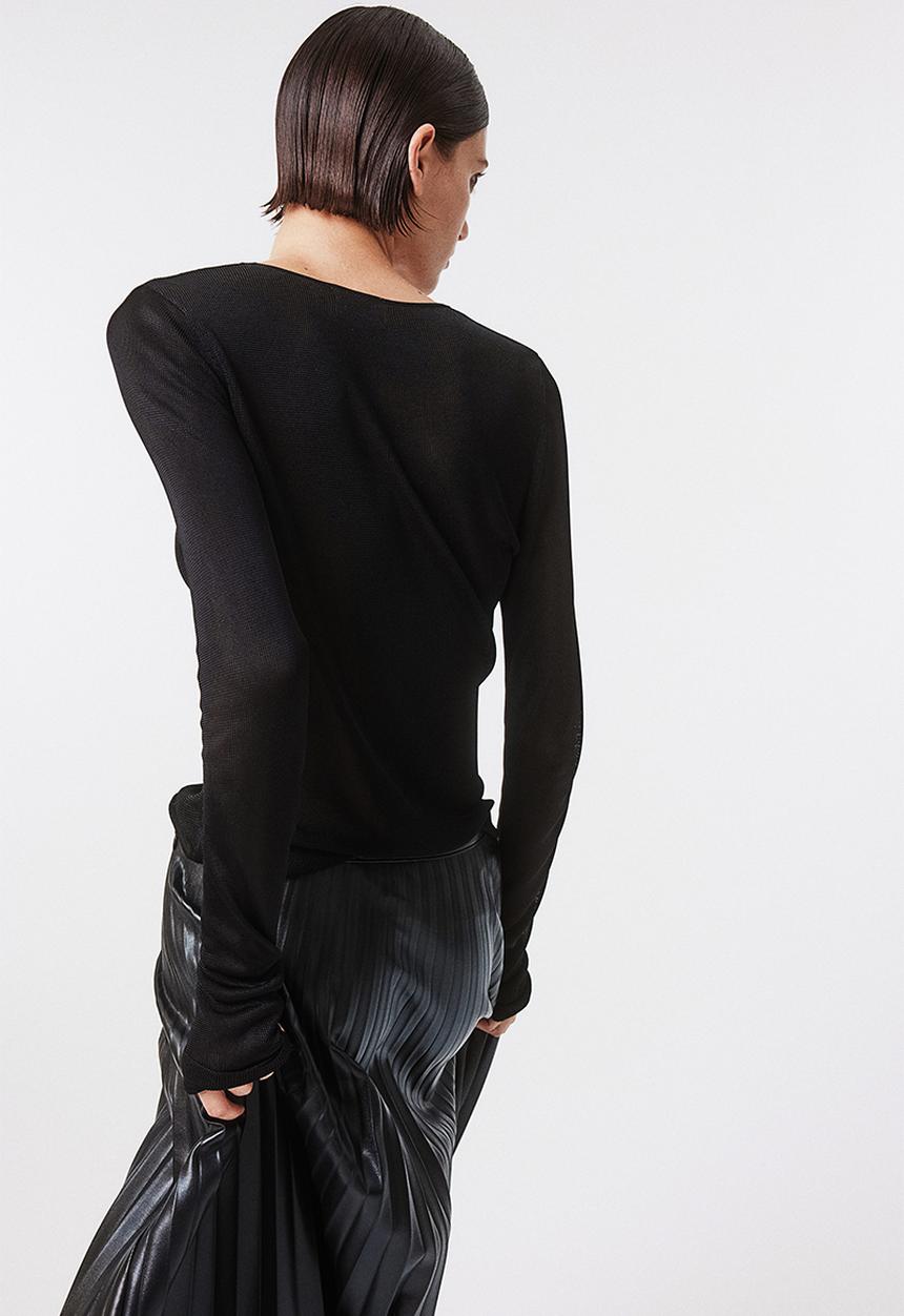 H&M - Fine-knit viscose top - black
