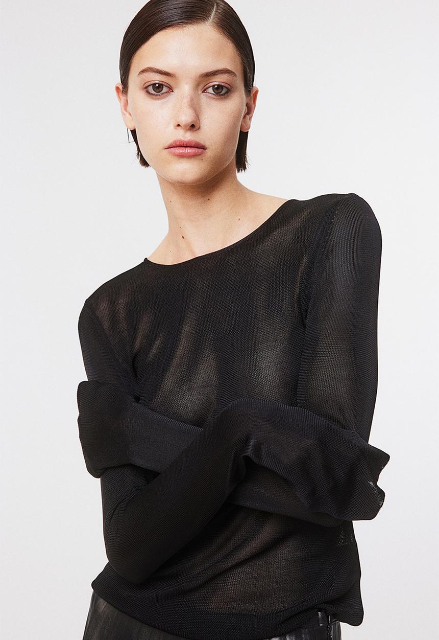 H&M - Fine-knit viscose top - black