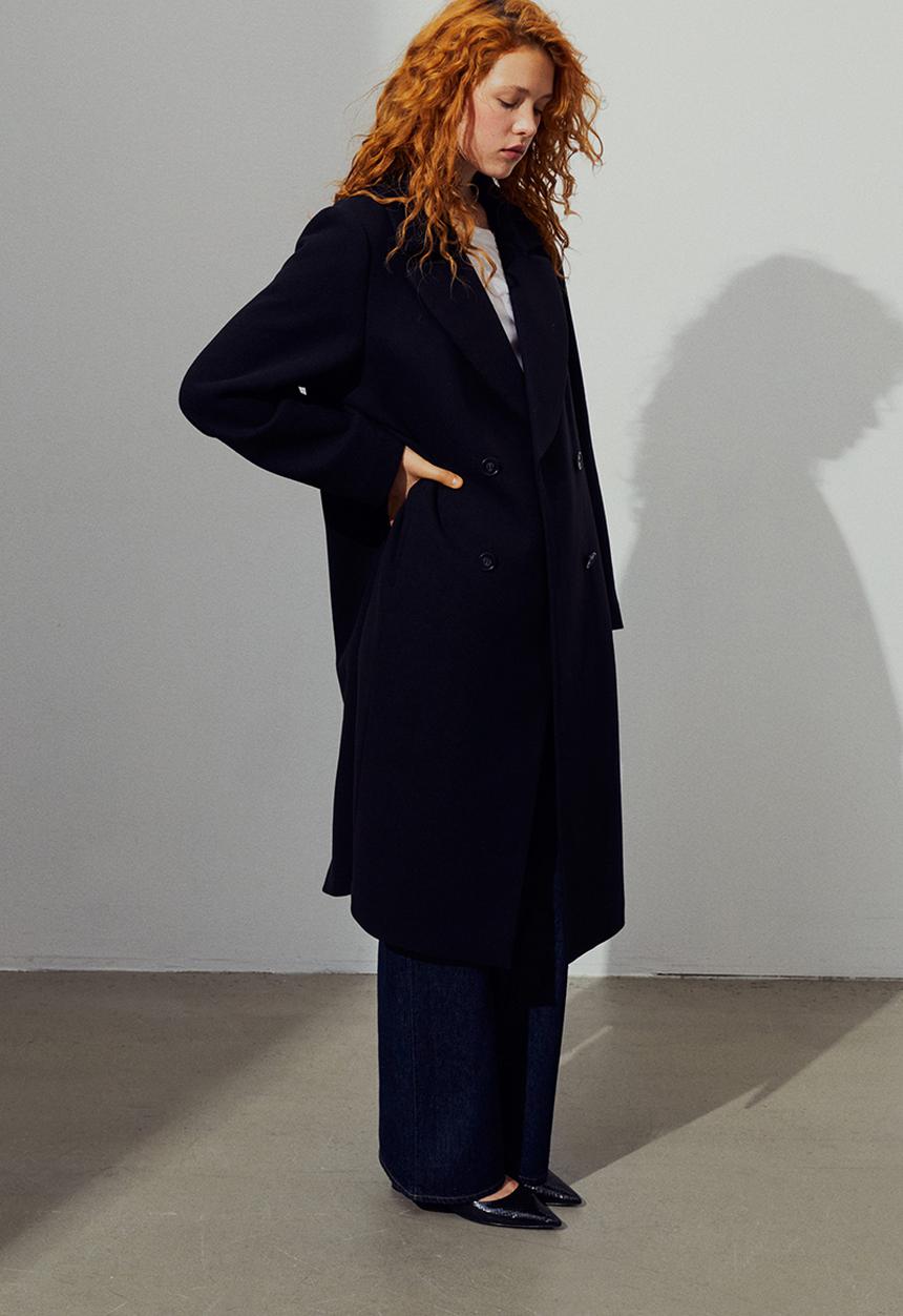 H&M - Double-breasted coat - black