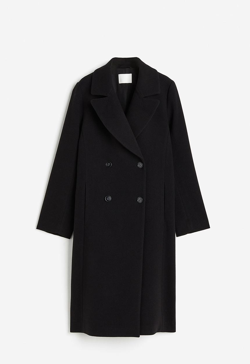 H&M - Double-breasted coat - black