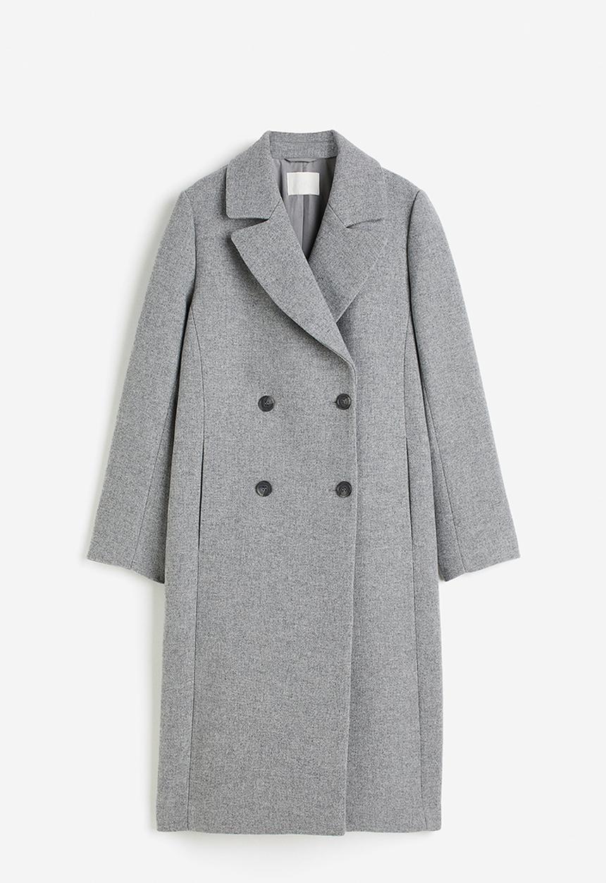 H&M - Double-breasted coat - grey marl