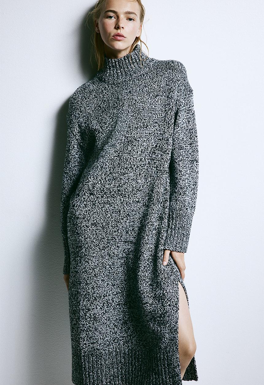 H&M - Knitted turtleneck dress - black