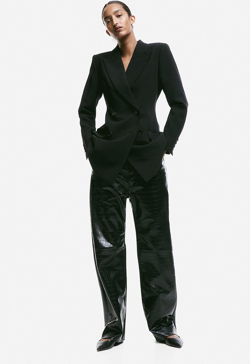 H&M - Tapered-waist twill blazer - black