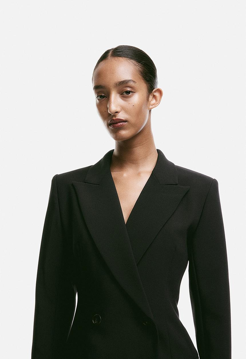H&M - Tapered-waist twill blazer - black