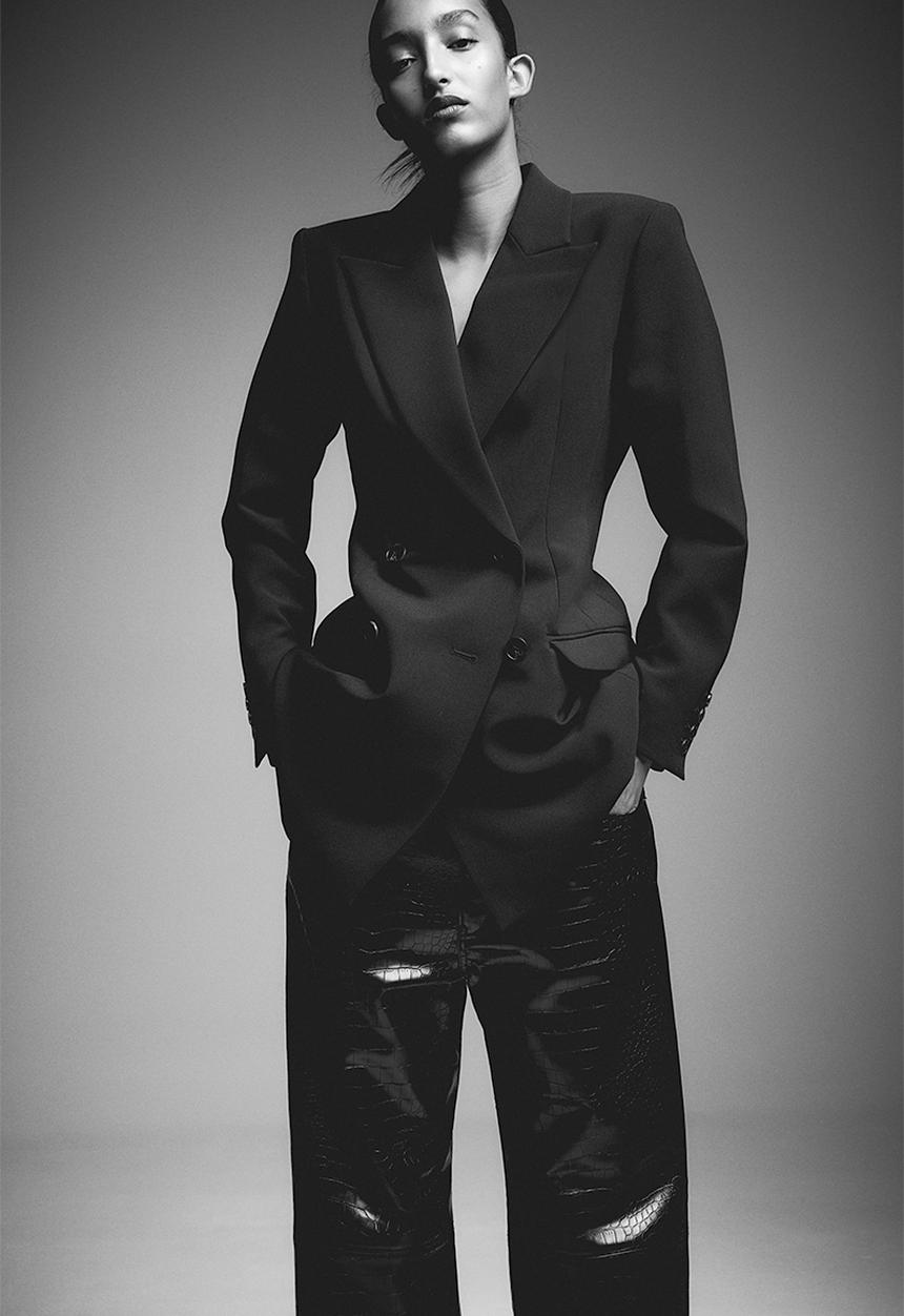 H&M - Tapered-waist twill blazer - black