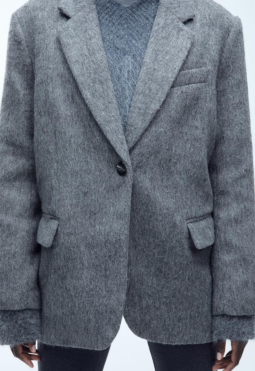 H&M - Oversized wool-blend blazer - dark grey