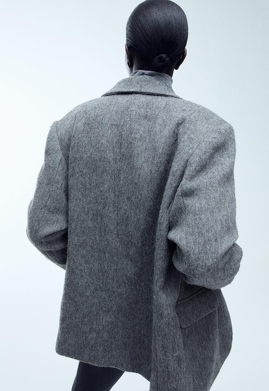 H&M - Oversized wool-blend blazer - dark grey