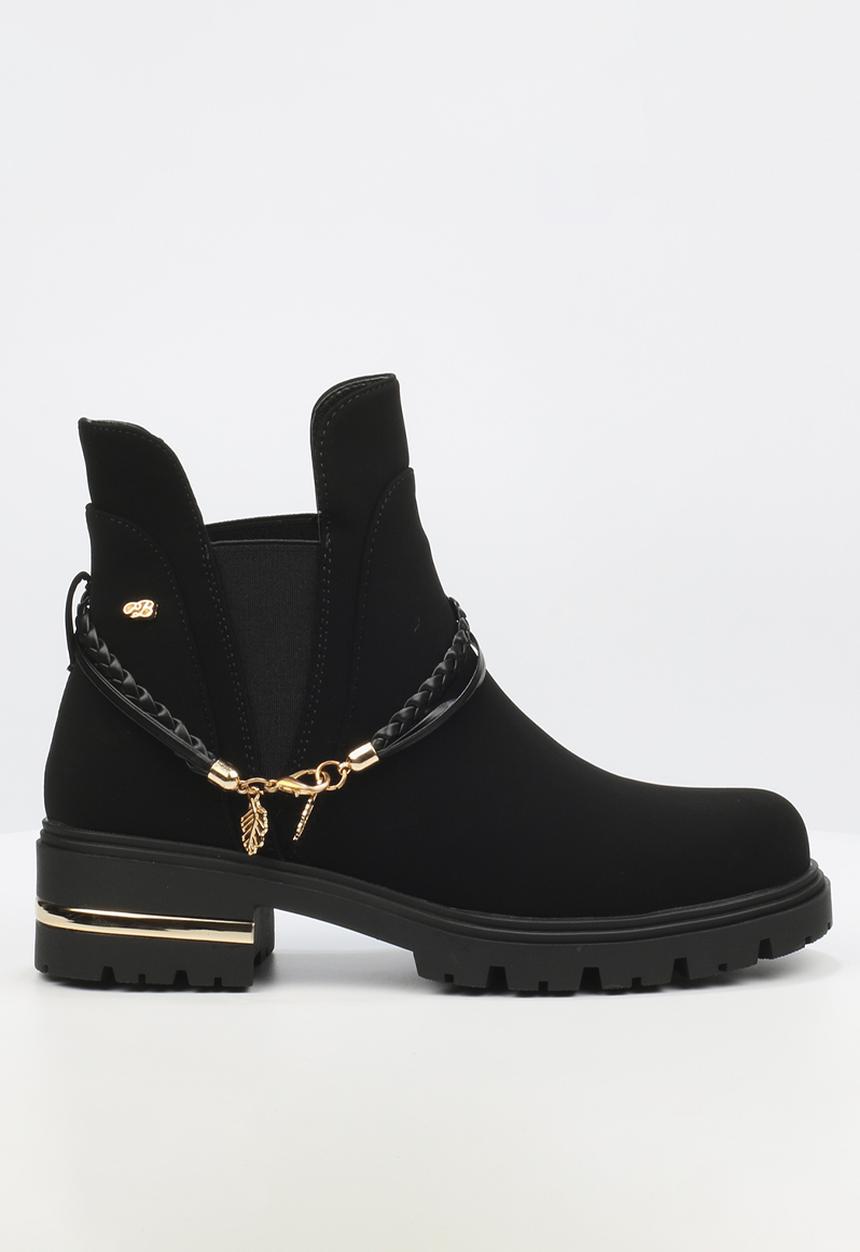 Miss Black - Vadar 3 trim ankle boot - black