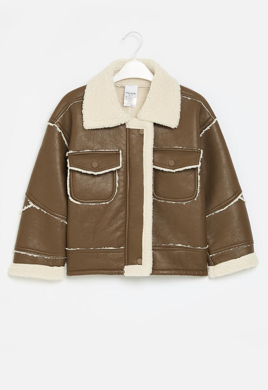 Pop Candy - Shirling jacket- brown