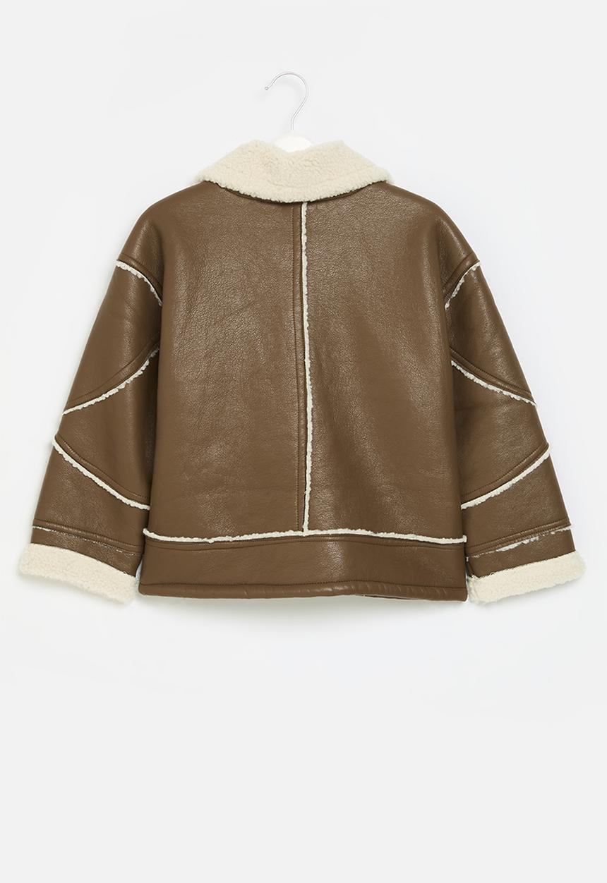 Pop Candy - Shirling jacket- brown