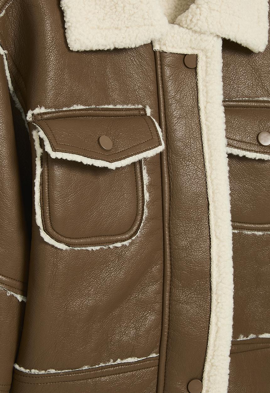 Pop Candy - Shirling jacket- brown