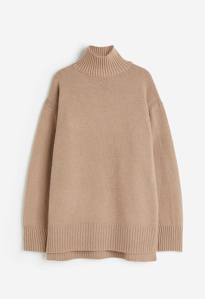 H&M - Oversized polo-neck jumper - dark beige
