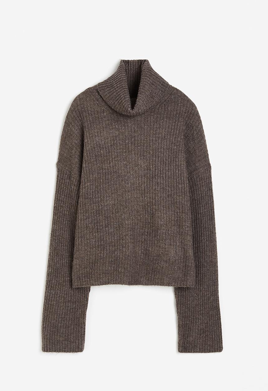 H&M - Oversized polo-neck jumper - dark mole