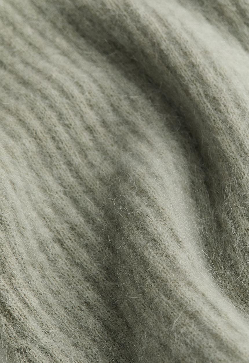 H&M - Mohair-blend rib-knit jumper - grey-green
