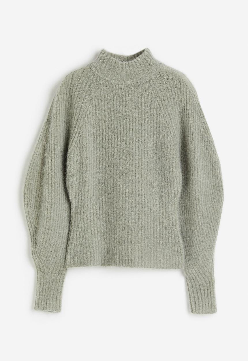 H&M - Mohair-blend rib-knit jumper - grey-green