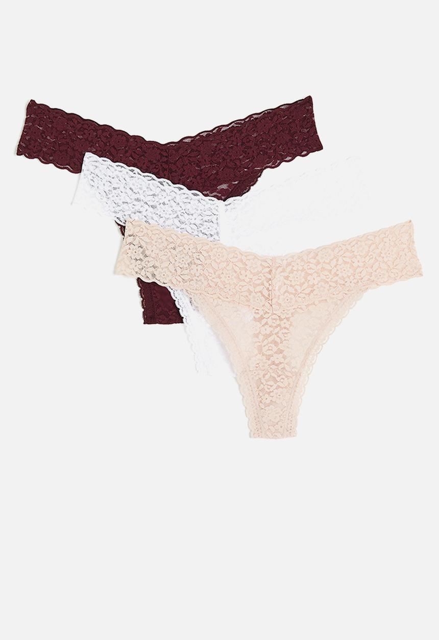 H&M - 3-pack lace thong briefs - multi