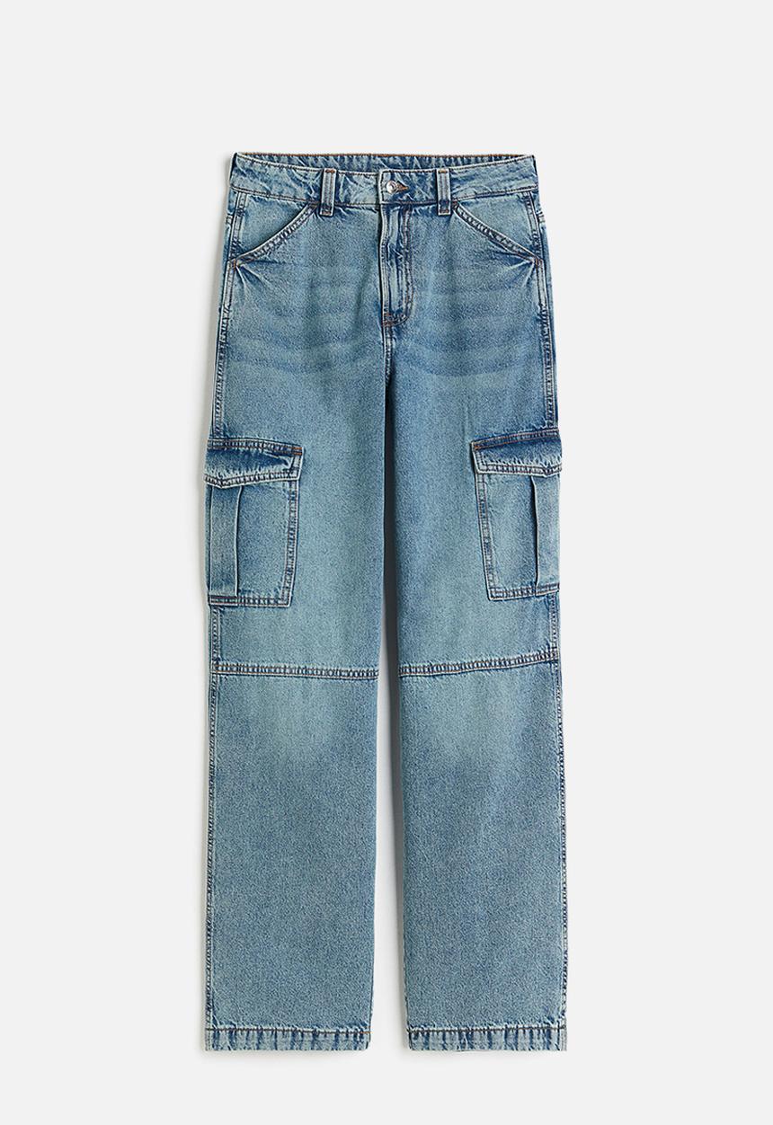 H&M - 90s baggy high cargo jeans - blue