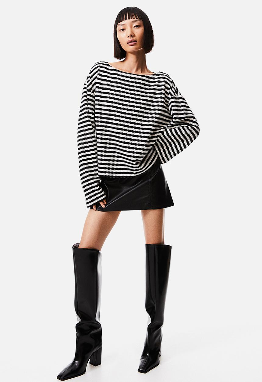 H&M - Boxy jumper - black & white 