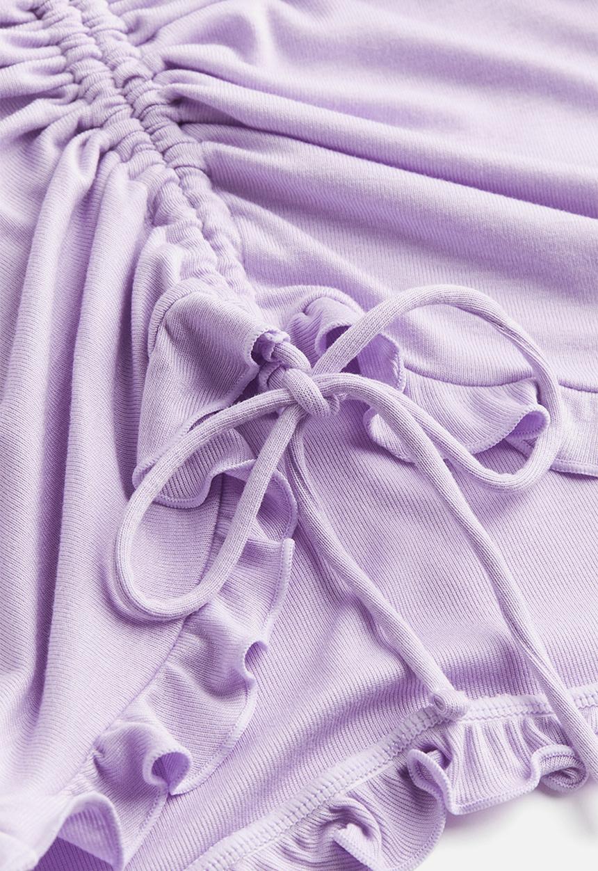 H&M - Ribbed drawstring-detail top - purple