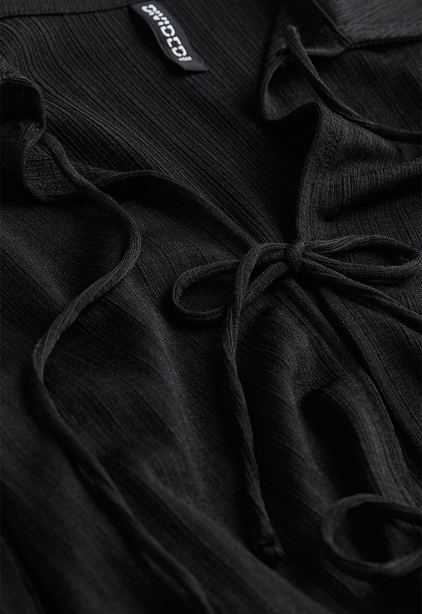 H&M - Ribbed tie-front top - black