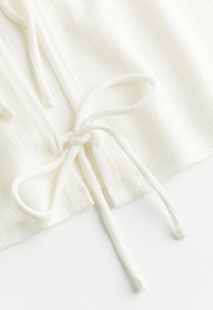 H&M - Ribbed tie-front top - cream