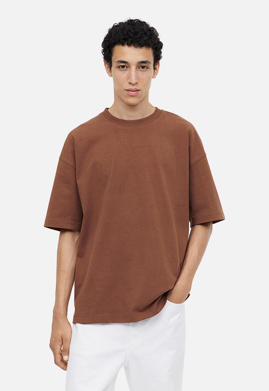 H&M - Oversized fit cotton T-shirt - brown