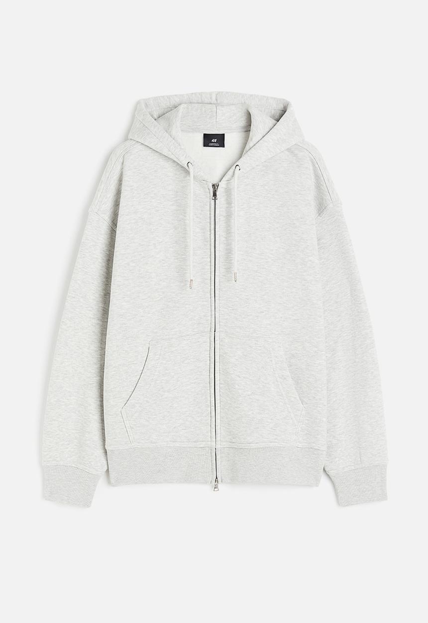 H&M - Oversized fit zip-through hoodie - light grey marl 