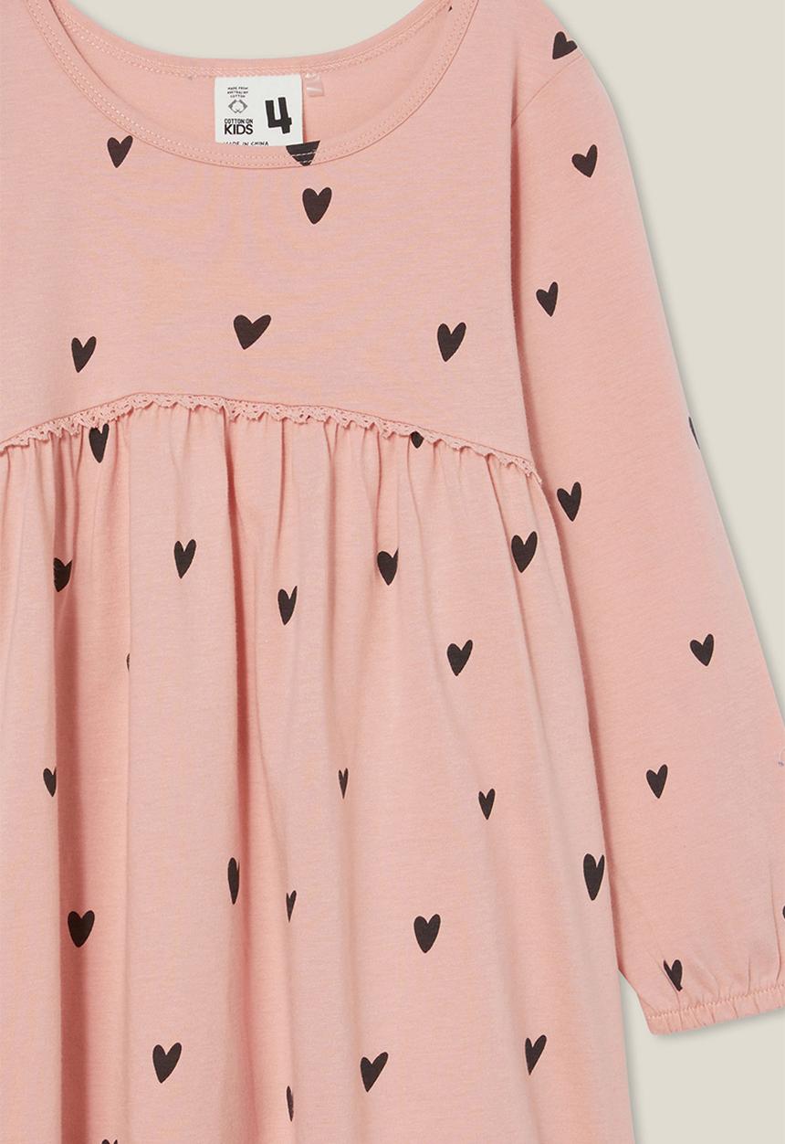 Cotton On - Savannah long sleeve dress - zephyr/hearts