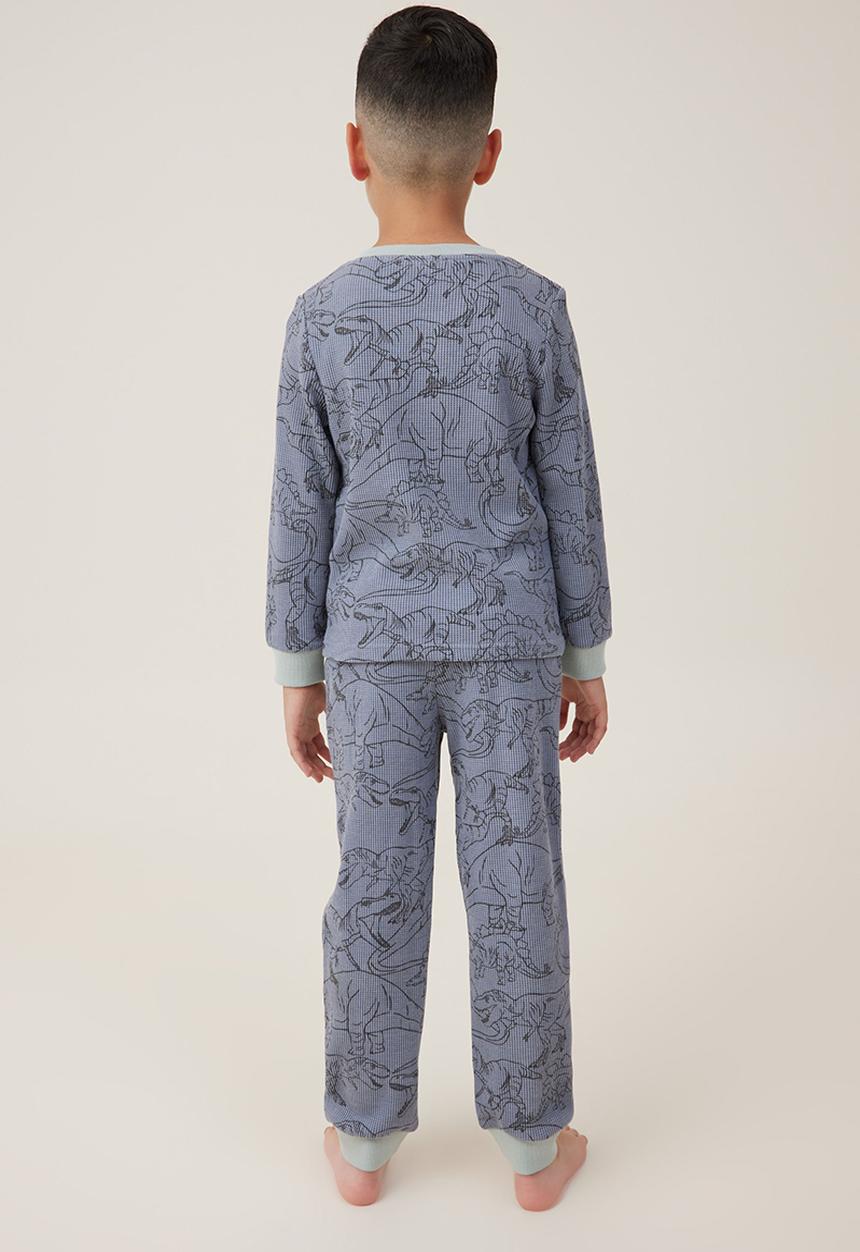 Cotton On - Finley long sleeve pyjama set - steel/sketchy outline dino