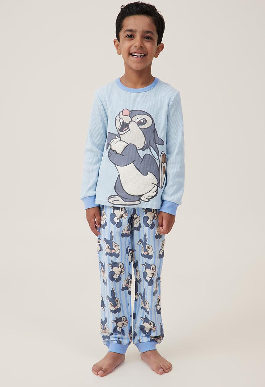 Cotton On - Winston long sleeve pyjama set license - lcn dis frosty blue/thumper stripe