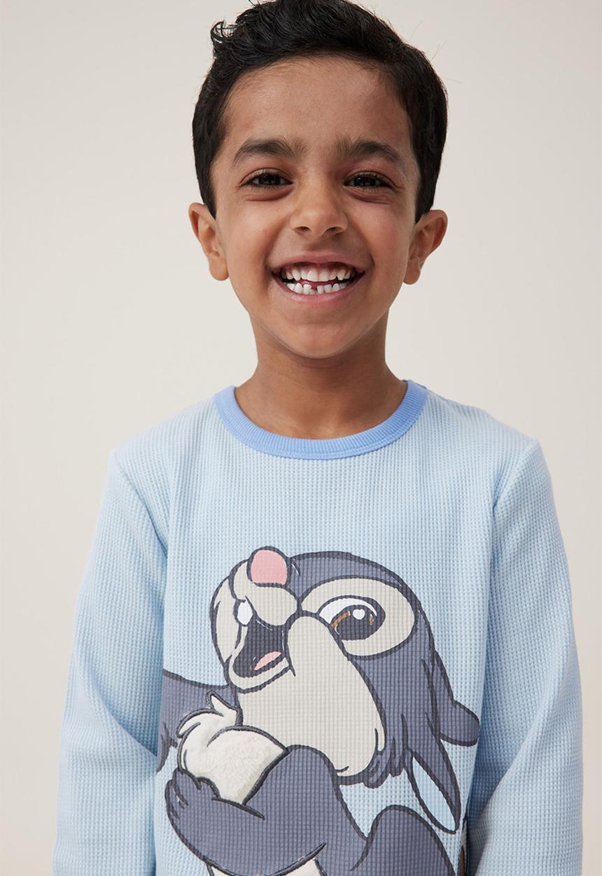 Cotton On - Winston long sleeve pyjama set license - lcn dis frosty blue/thumper stripe