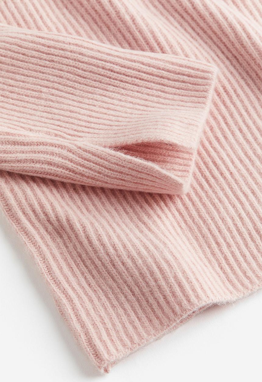 H&M - Rib-knit turtleneck jumper - light pink