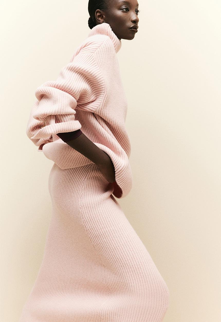 H&M - Rib-knit turtleneck jumper - light pink