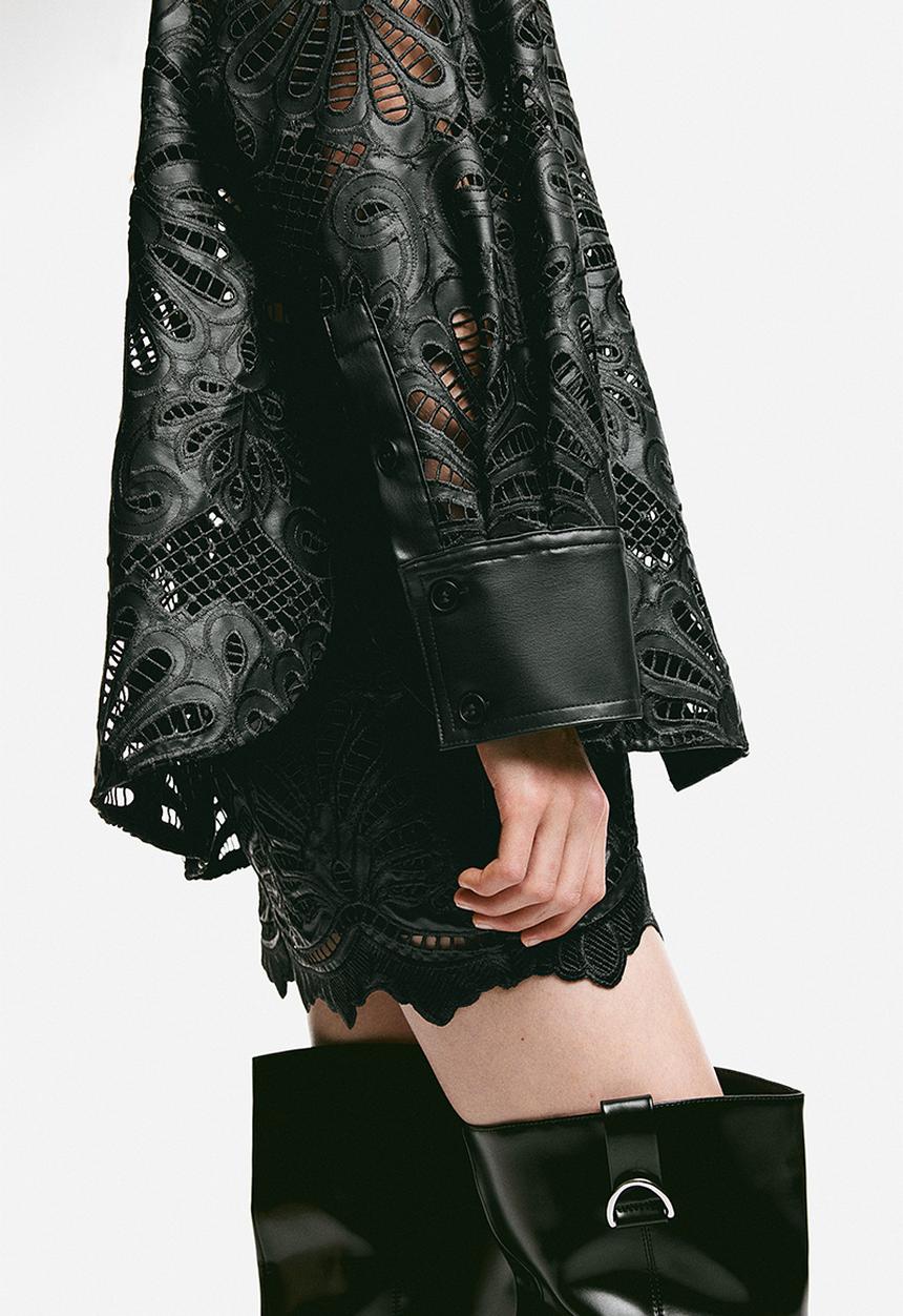 H&M - Coated broderie anglaise shirt - black