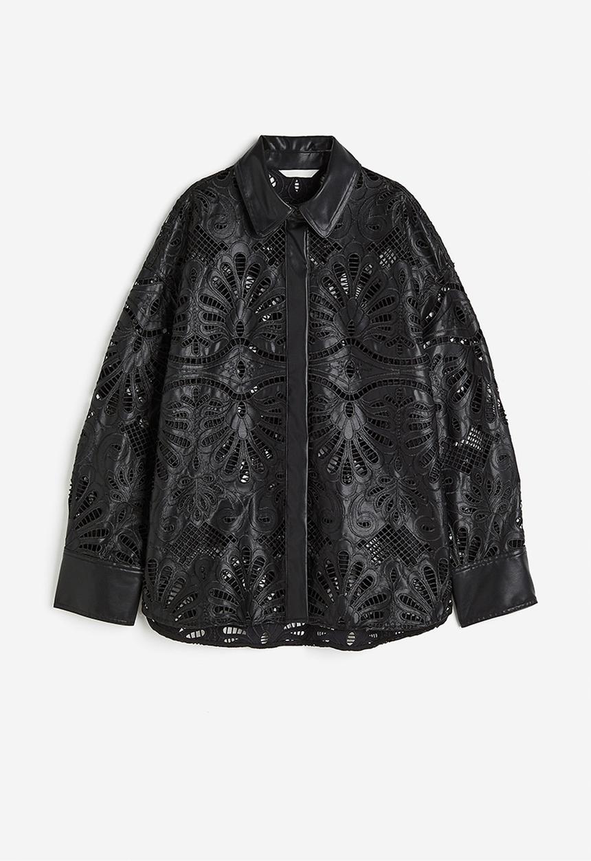 H&M - Coated broderie anglaise shirt - black