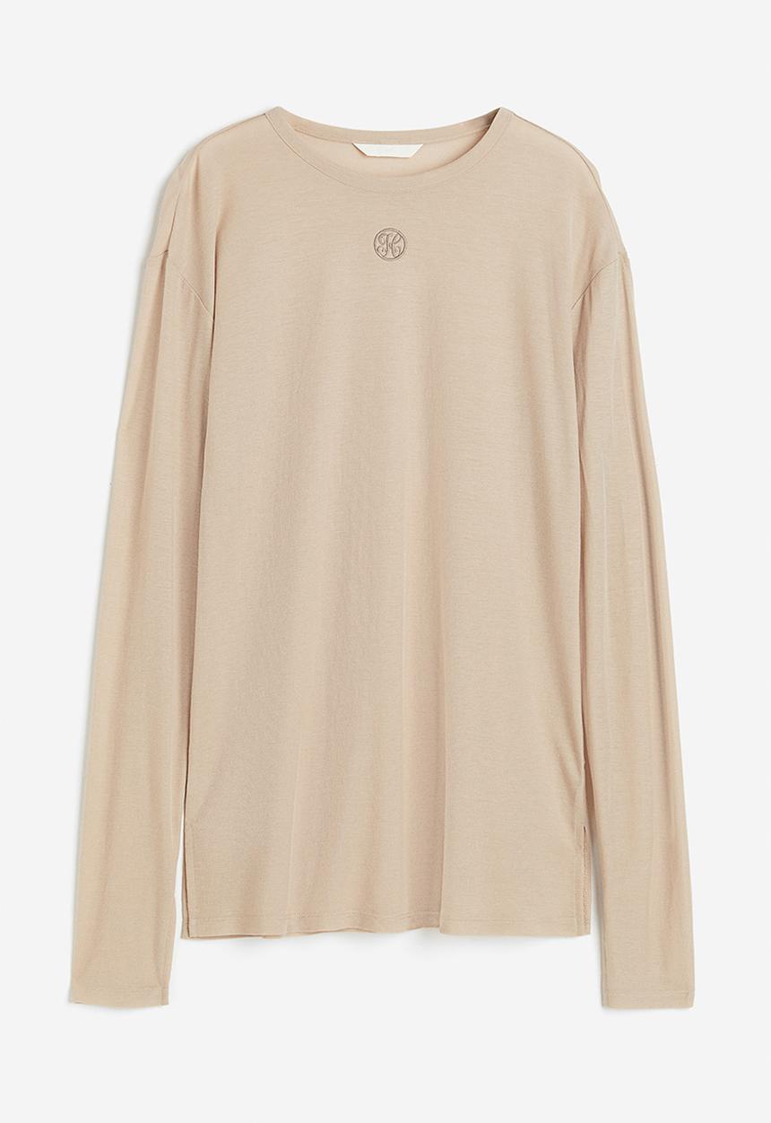 H&M - Textured viscose-blend top - light beige