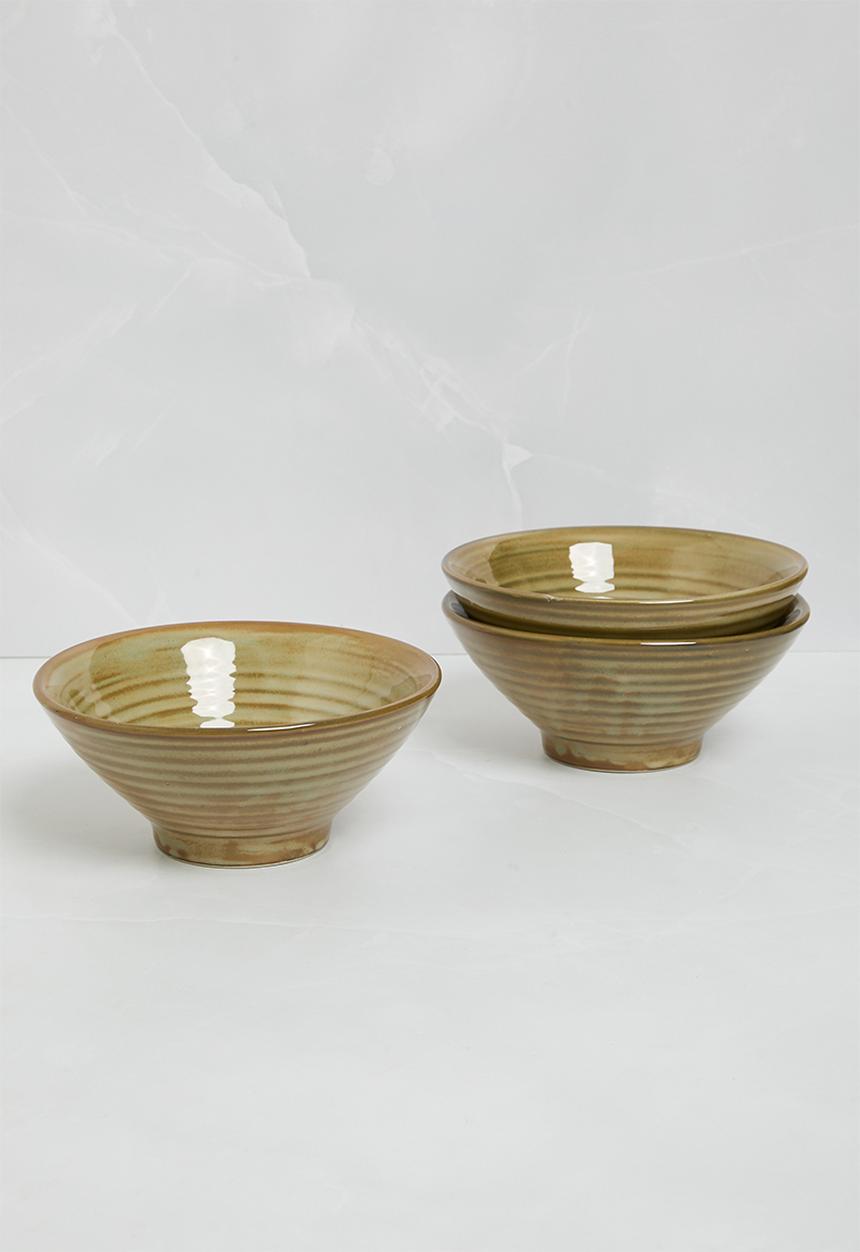 Excellent Houseware - Ribby snack bowl set of 3 - green