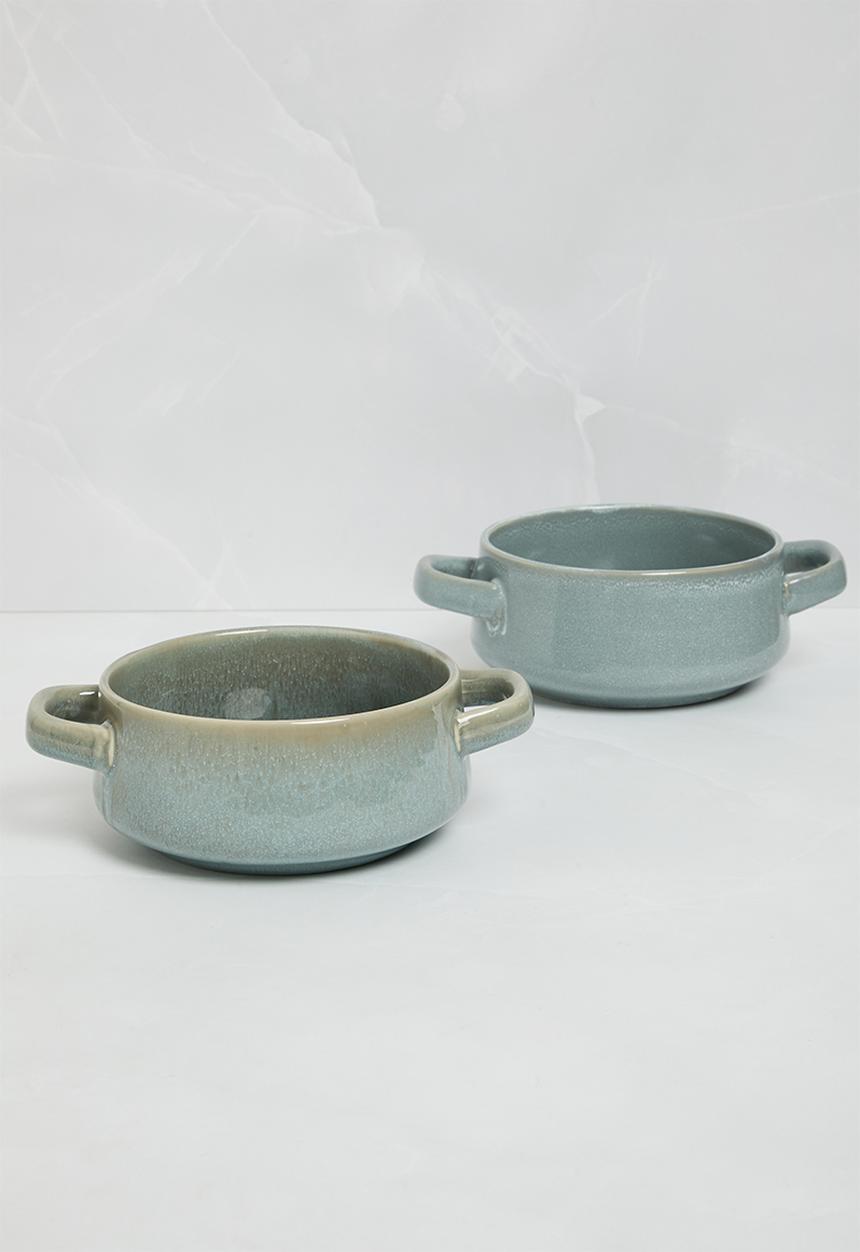 Excellent Houseware - Tummy hug soup bowl set of 2 - green sage