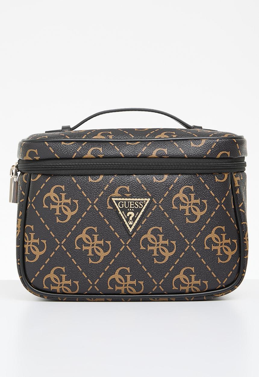 GUESS - Berta Toiletry Train Case - Brown & Black