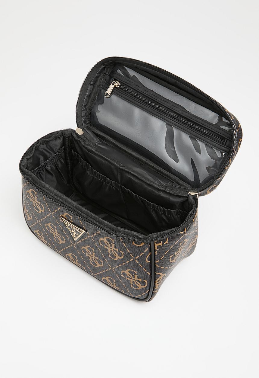 GUESS - Berta Toiletry Train Case - Brown & Black