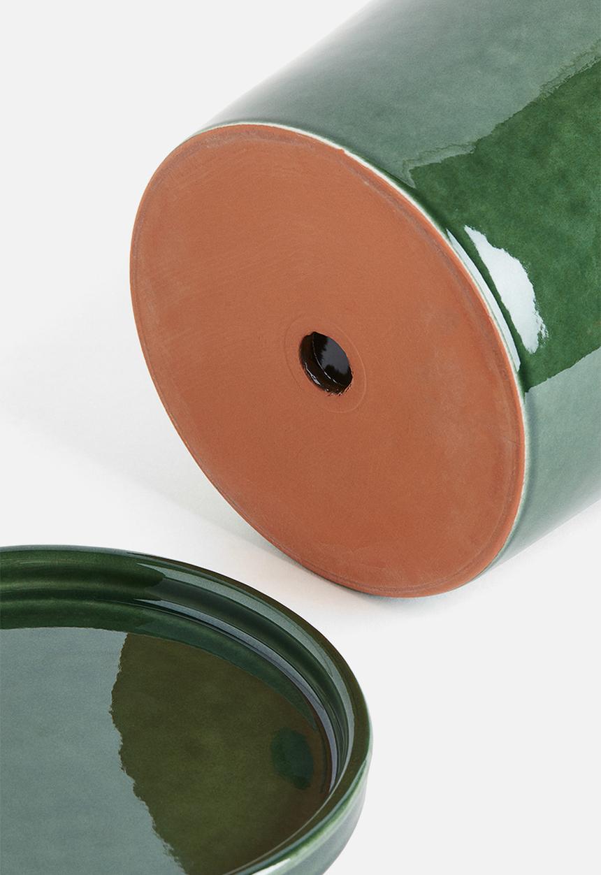 H&M - Plant pot and saucer - green