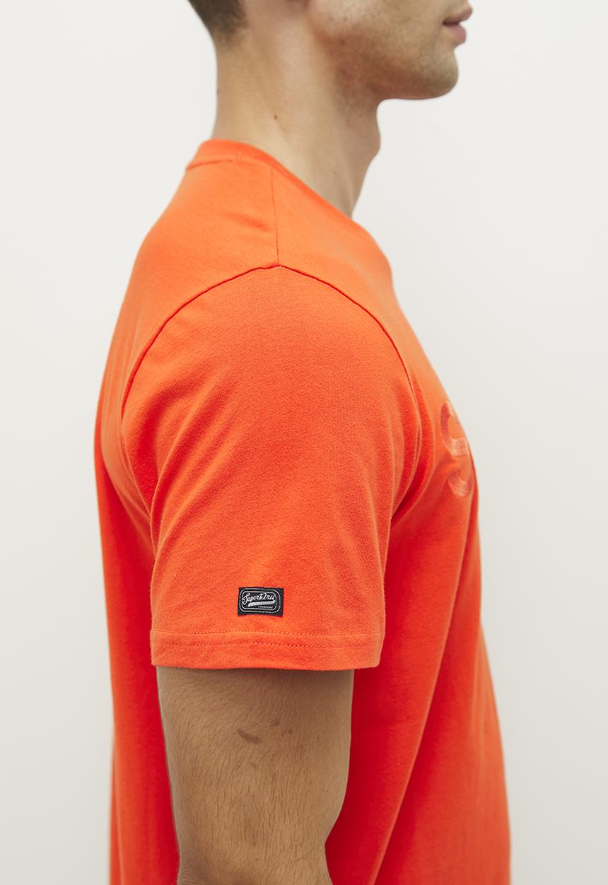 Superdry. - Tonal embroidered logo T-shirt - flare orange