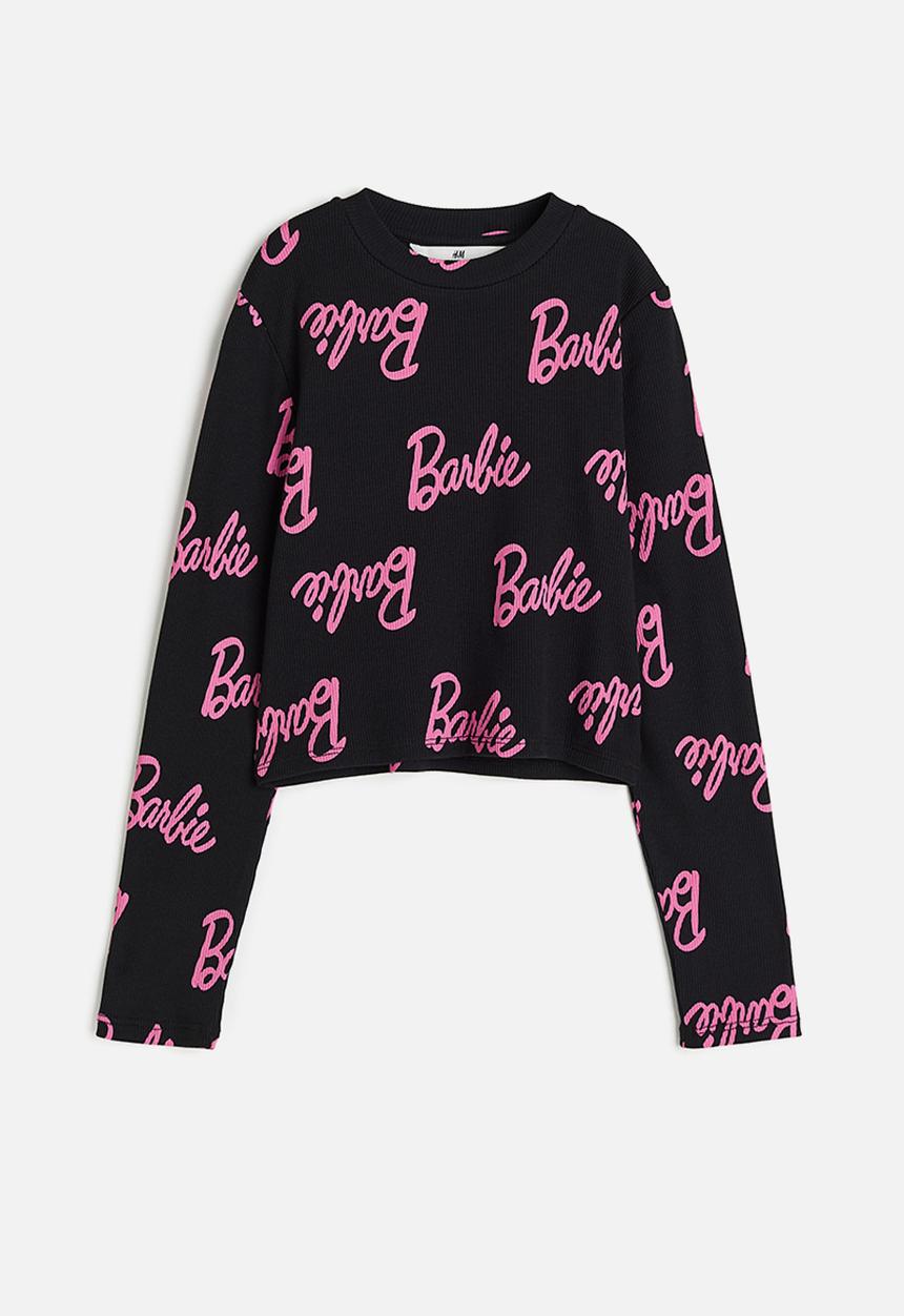 H&M - Printed jersey top - black & pink